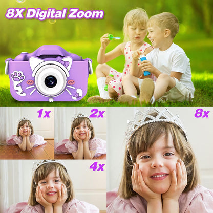 Kids Camera Toys for 3-8 Year Old Girls Boys,Children Digital Video Camcorder Camera with Cartoon Soft Cover, Best Chritmas Birthday Festival Gift for Kids - 32G SD Card Included