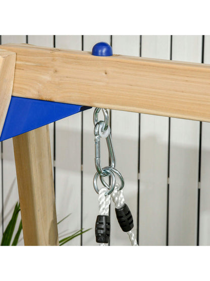 Outsunny Wooden Toddler Playground with Baby Swing Set, Ages 1.5-4