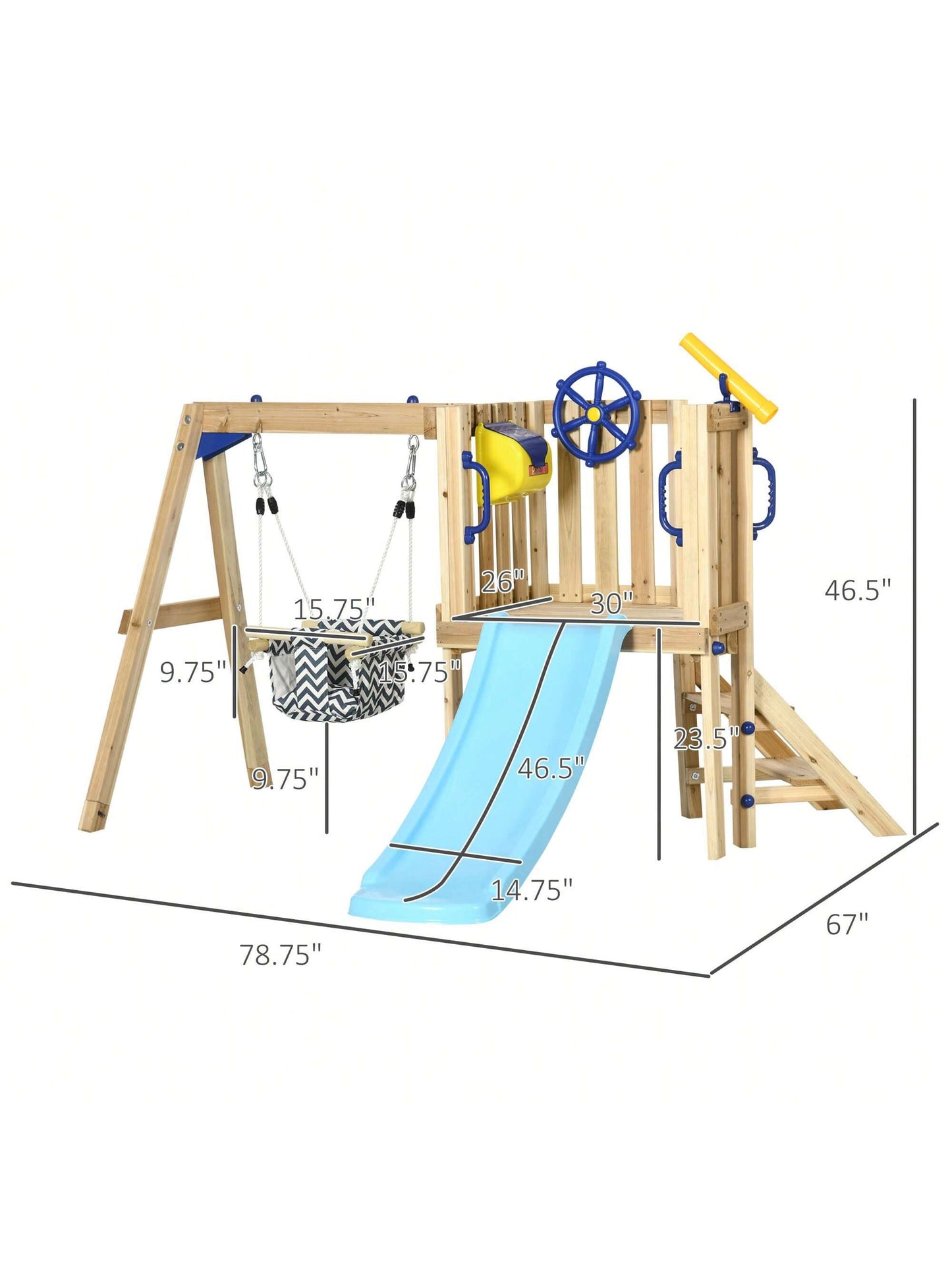 Outsunny Wooden Toddler Playground with Baby Swing Set, Ages 1.5-4