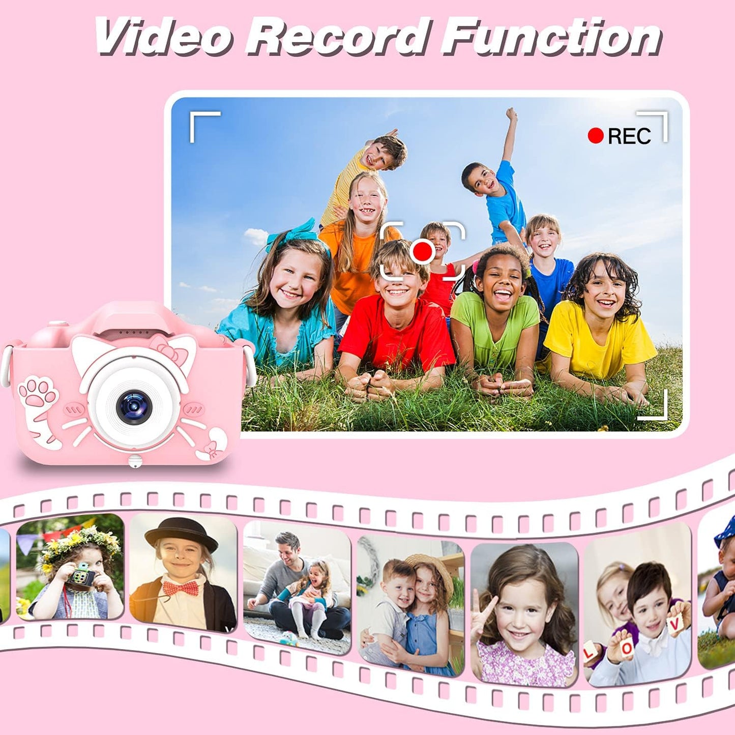 Kids Camera Toys for 3-8 Year Old Girls Boys,Children Digital Video Camcorder Camera with Cartoon Soft Cover, Best Chritmas Birthday Festival Gift for Kids - 32G SD Card Included
