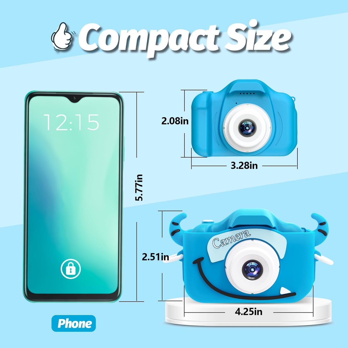 Kids Camera Toys for 3-8 Year Old Girls Boys,Children Digital Video Camcorder Camera with Cartoon Soft Cover, Best Chritmas Birthday Festival Gift for Kids - 32G SD Card Included