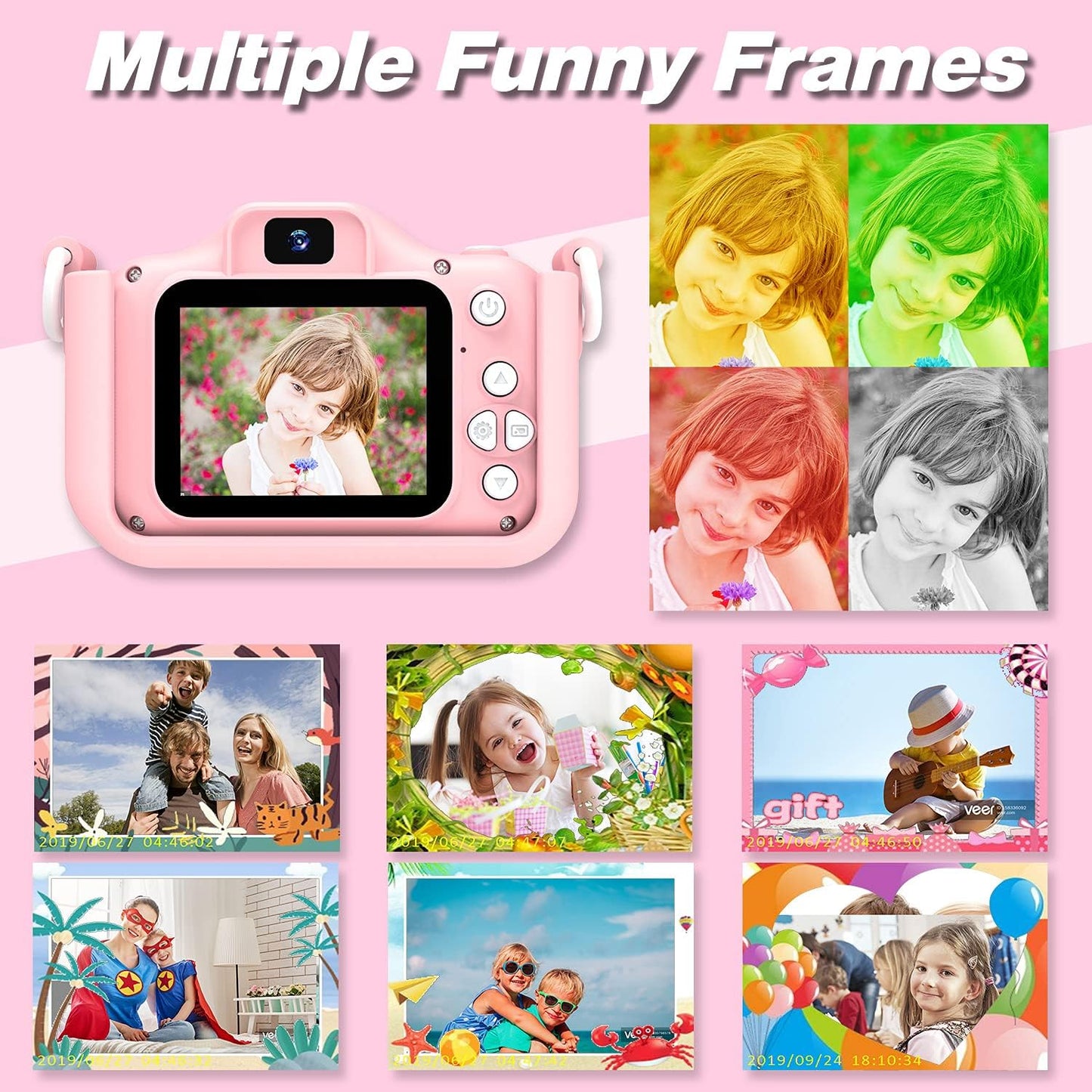 Kids Camera Toys for 3-8 Year Old Girls Boys,Children Digital Video Camcorder Camera with Cartoon Soft Cover, Best Chritmas Birthday Festival Gift for Kids - 32G SD Card Included