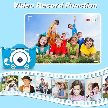 Kids Camera Toys for 3-8 Year Old Girls Boys,Children Digital Video Camcorder Camera with Cartoon Soft Cover, Best Chritmas Birthday Festival Gift for Kids - 32G SD Card Included
