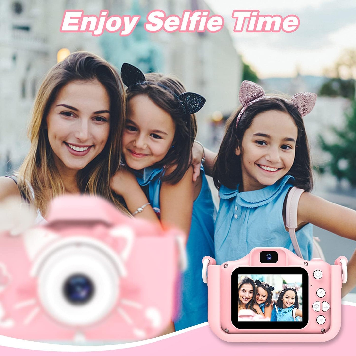 Kids Camera Toys for 3-8 Year Old Girls Boys,Children Digital Video Camcorder Camera with Cartoon Soft Cover, Best Chritmas Birthday Festival Gift for Kids - 32G SD Card Included