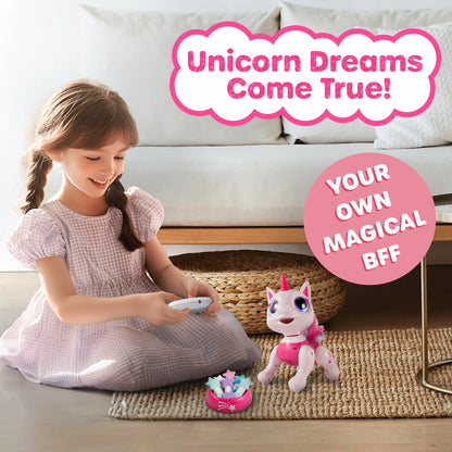 Robo Pets Unicorn, Remote Control Unicorn Interactive STEM Toys for Boys & Girls Ages 3+ (Pink)