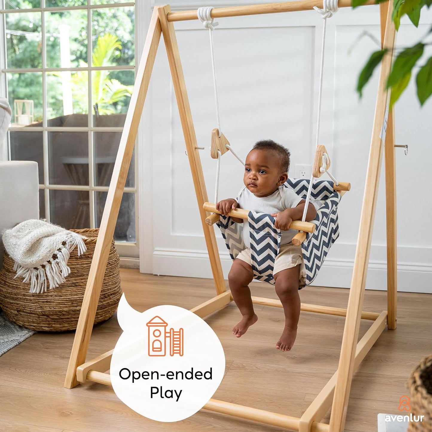 Spruce Baby and Toddler Foldable Swing Set with Stand - Premium Montessori, Waldorf Style Self-Standing Indoor Swingset for Children 6M to 3 Yrs - Perfect for Home, Child Day Care, & Preschool