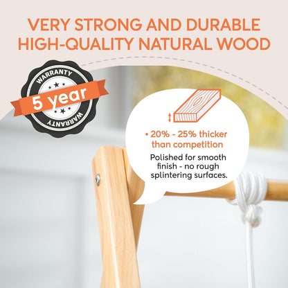 Spruce Baby and Toddler Foldable Swing Set with Stand - Premium Montessori, Waldorf Style Self-Standing Indoor Swingset for Children 6M to 3 Yrs - Perfect for Home, Child Day Care, & Preschool