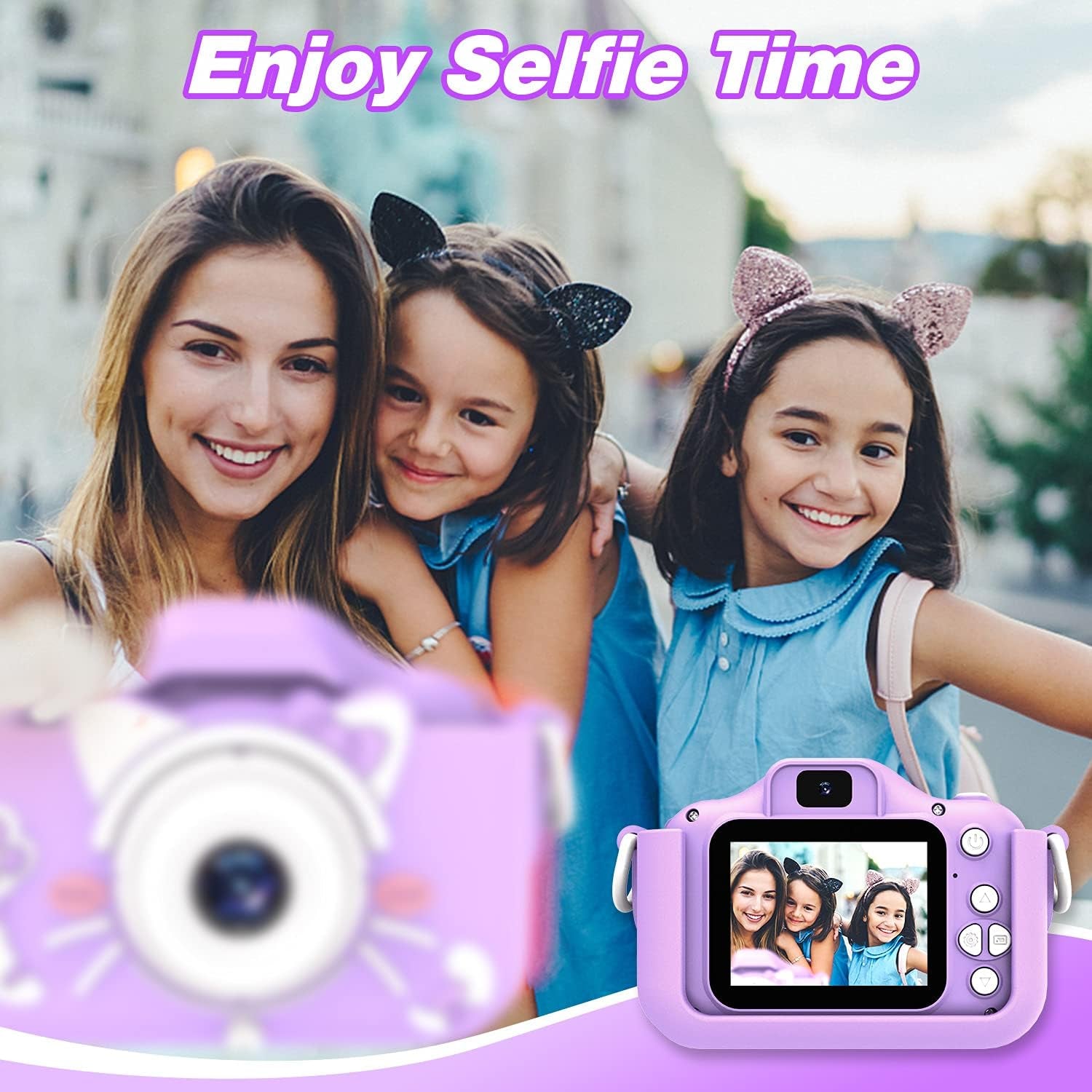 Kids Camera Toys for 3-8 Year Old Girls Boys,Children Digital Video Camcorder Camera with Cartoon Soft Cover, Best Chritmas Birthday Festival Gift for Kids - 32G SD Card Included