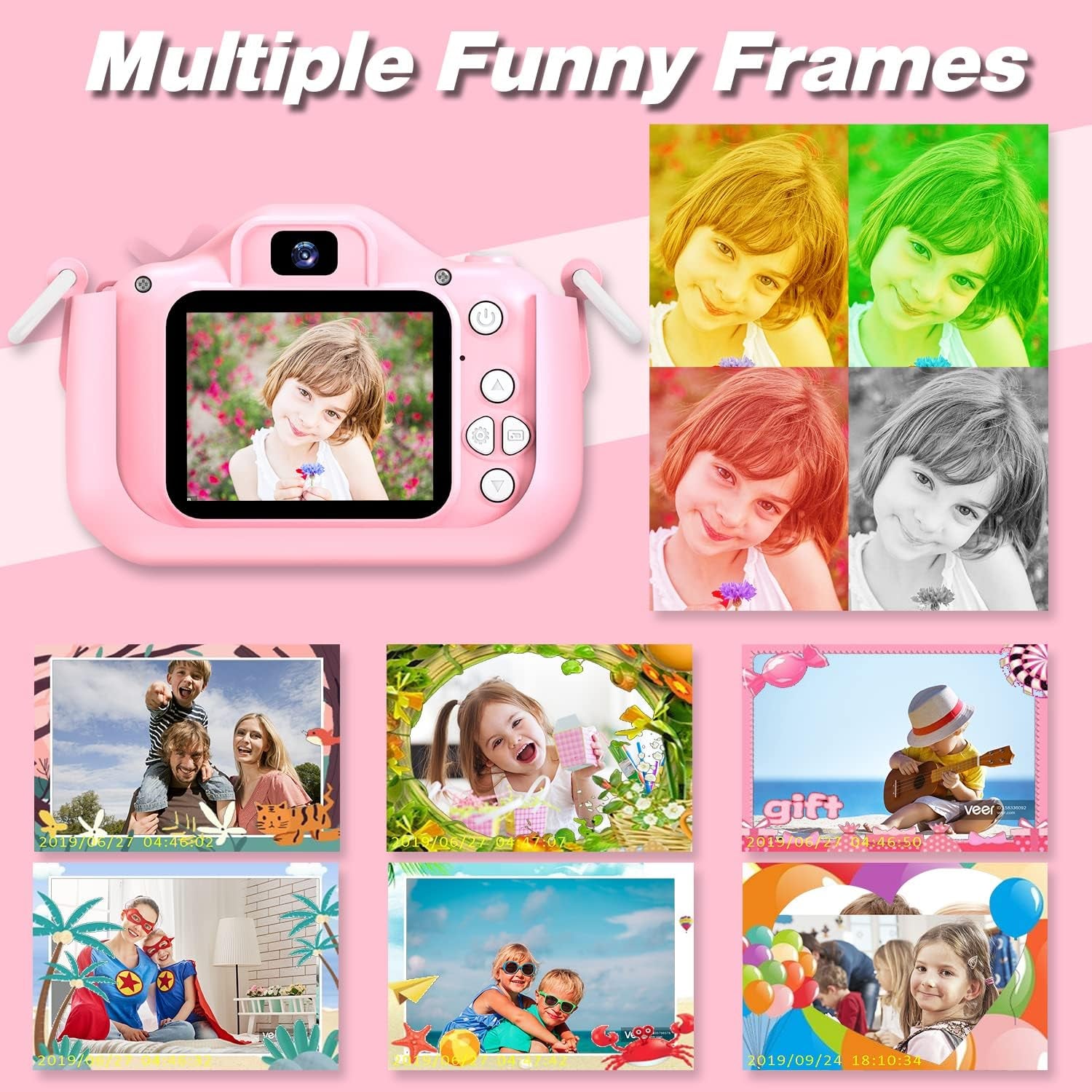 Kids Camera Toys for 3-8 Year Old Girls Boys,Children Digital Video Camcorder Camera with Cartoon Soft Cover, Best Chritmas Birthday Festival Gift for Kids - 32G SD Card Included