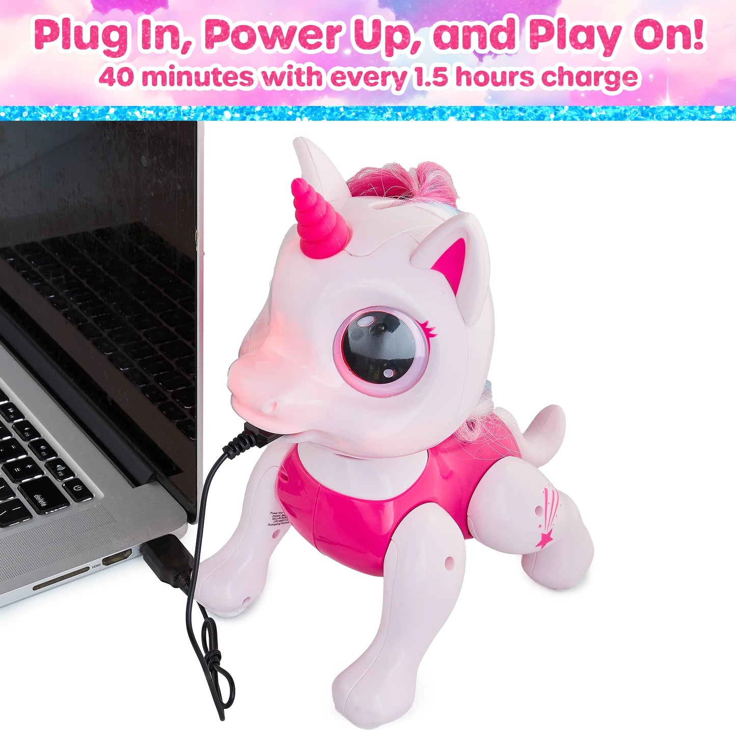 Robo Pets Unicorn, Remote Control Unicorn Interactive STEM Toys for Boys & Girls Ages 3+ (Pink)