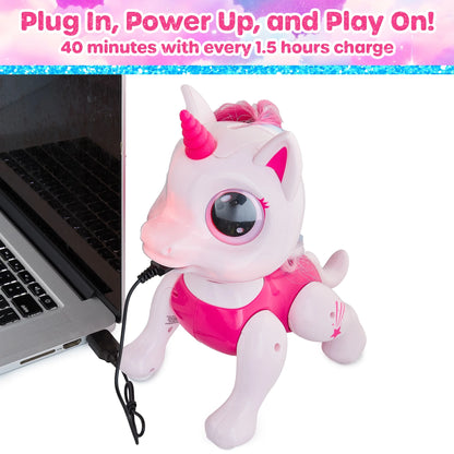 Robo Pets Unicorn, Remote Control Unicorn Interactive STEM Toys for Boys & Girls Ages 3+ (Pink)