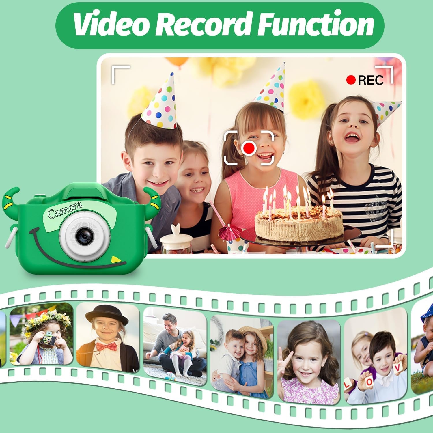 Kids Camera Toys for 3-8 Year Old Girls Boys,Children Digital Video Camcorder Camera with Cartoon Soft Cover, Best Chritmas Birthday Festival Gift for Kids - 32G SD Card Included