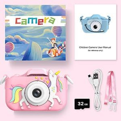 Kids Camera Toys for 3-8 Year Old Girls Boys,Children Digital Video Camcorder Camera with Cartoon Soft Cover, Best Chritmas Birthday Festival Gift for Kids - 32G SD Card Included