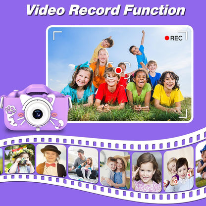 Kids Camera Toys for 3-8 Year Old Girls Boys,Children Digital Video Camcorder Camera with Cartoon Soft Cover, Best Chritmas Birthday Festival Gift for Kids - 32G SD Card Included