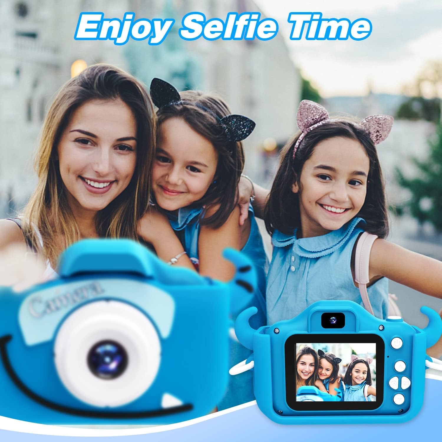 Kids Camera Toys for 3-8 Year Old Girls Boys,Children Digital Video Camcorder Camera with Cartoon Soft Cover, Best Chritmas Birthday Festival Gift for Kids - 32G SD Card Included