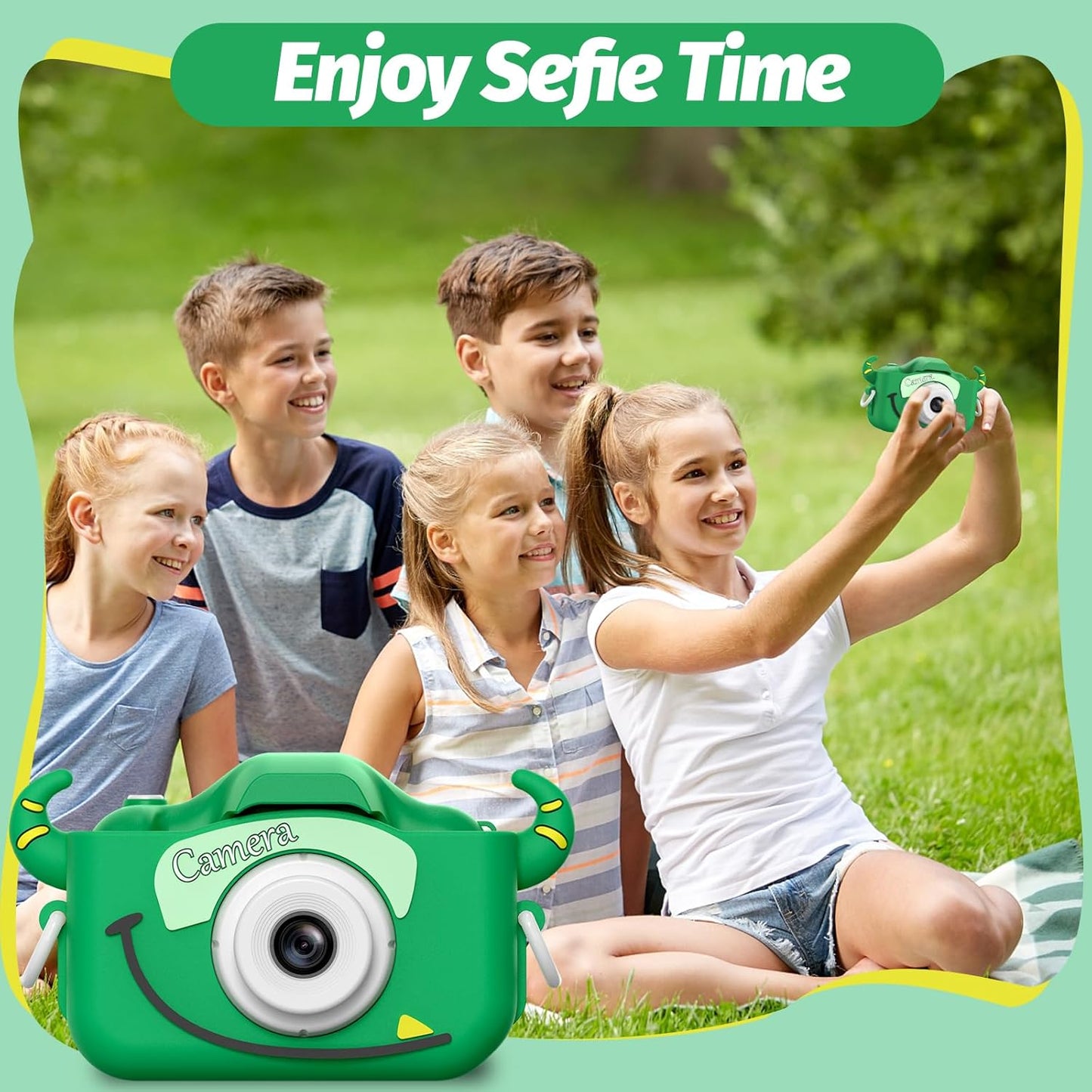 Kids Camera Toys for 3-8 Year Old Girls Boys,Children Digital Video Camcorder Camera with Cartoon Soft Cover, Best Chritmas Birthday Festival Gift for Kids - 32G SD Card Included