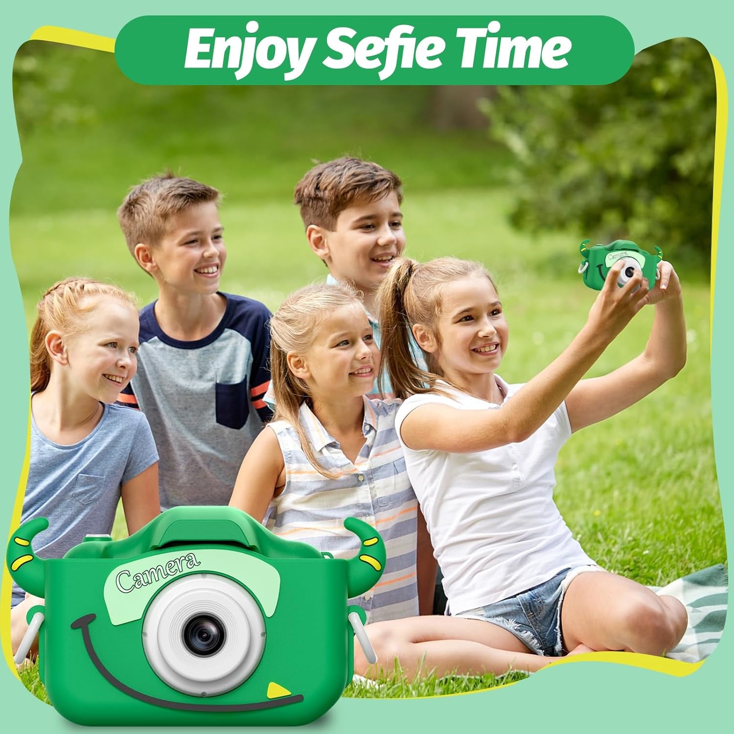 Kids Camera Toys for 3-8 Year Old Girls Boys,Children Digital Video Camcorder Camera with Cartoon Soft Cover, Best Chritmas Birthday Festival Gift for Kids - 32G SD Card Included