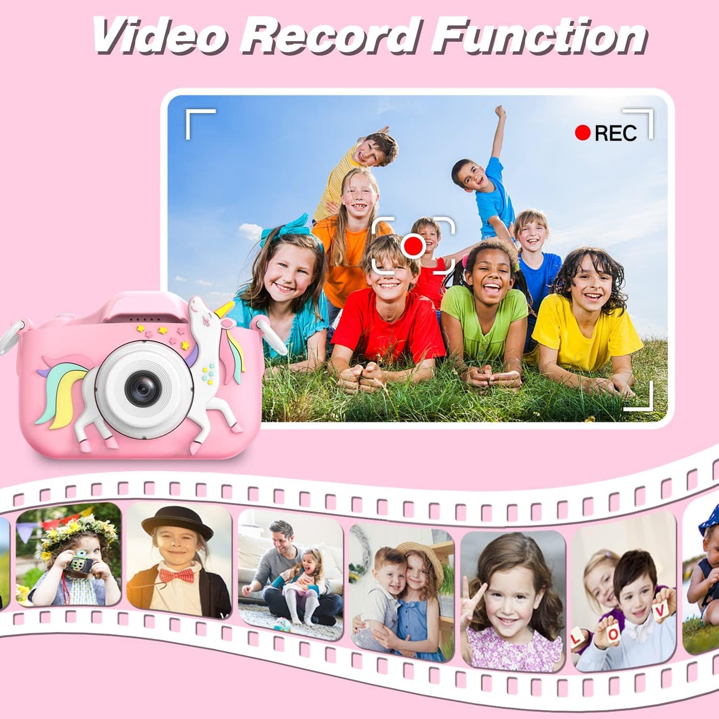 Kids Camera Toys for 3-8 Year Old Girls Boys,Children Digital Video Camcorder Camera with Cartoon Soft Cover, Best Chritmas Birthday Festival Gift for Kids - 32G SD Card Included