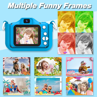 Kids Camera Toys for 3-8 Year Old Girls Boys,Children Digital Video Camcorder Camera with Cartoon Soft Cover, Best Chritmas Birthday Festival Gift for Kids - 32G SD Card Included