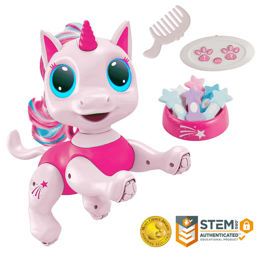 Robo Pets Unicorn, Remote Control Unicorn Interactive STEM Toys for Boys & Girls Ages 3+ (Pink)
